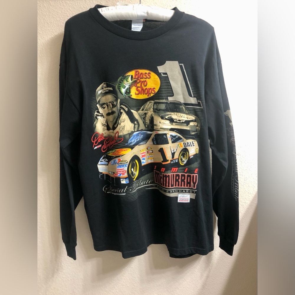 Bass Pro Shops Dale Earnhardt Black Racing Graphic Long Sleeve Shirt